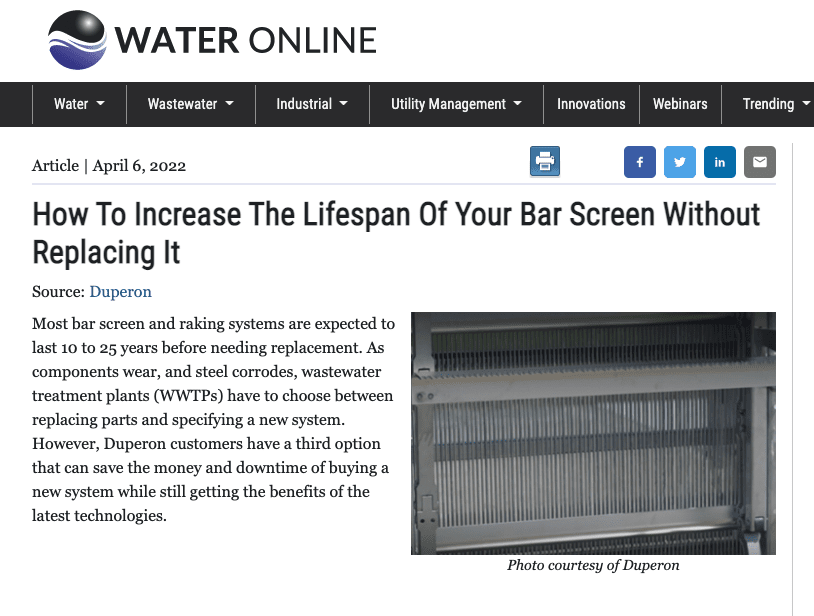 Water Online article